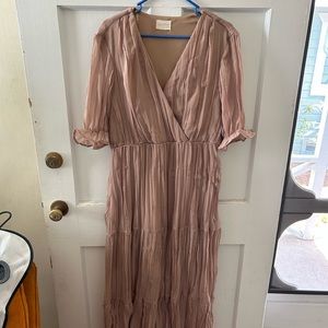 Tan BellaeElla maxi dress. Worn once as a bridesmaid. Size Large